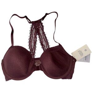 Auden The Ace Demi Coverage Lightly Lined Racerback Bra Womens Size 32B